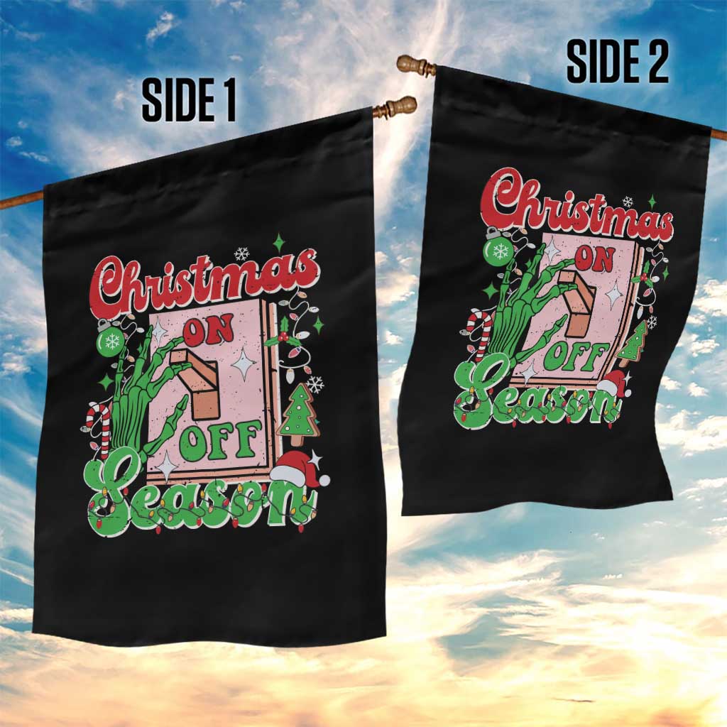Funny Christmas Season Garden Flag Switch Red And Green Skeleton Hand - Wonder Print Shop