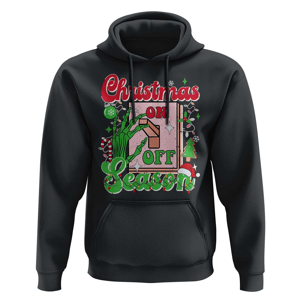 Funny Christmas Season Hoodie Switch Red And Green Skeleton Hand