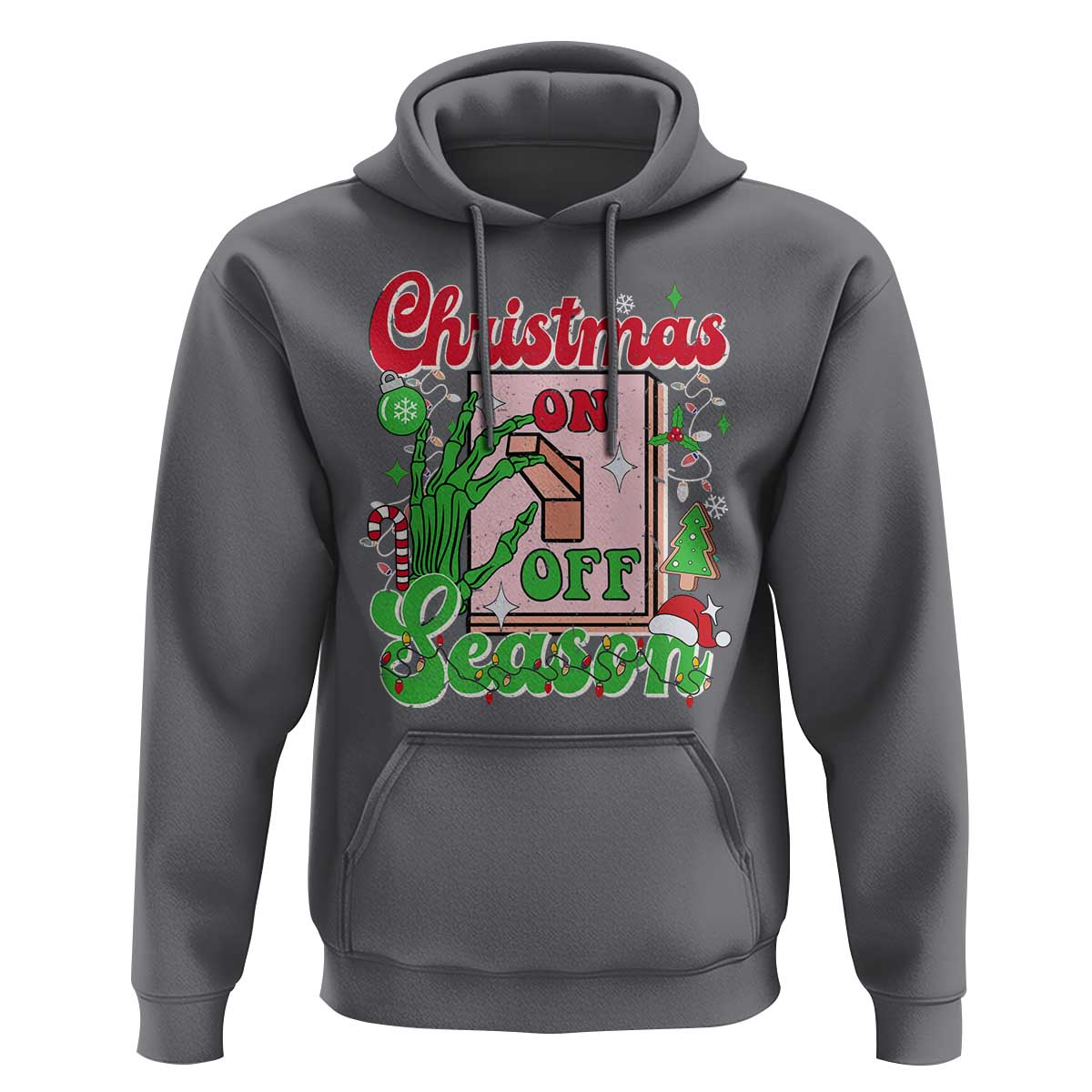 Funny Christmas Season Hoodie Switch Red And Green Skeleton Hand