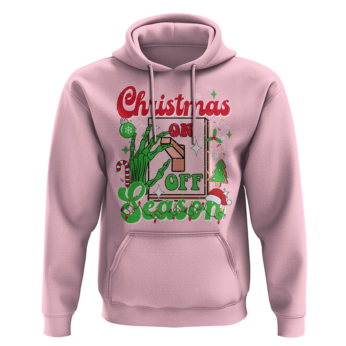 Funny Christmas Season Hoodie Switch Red And Green Skeleton Hand