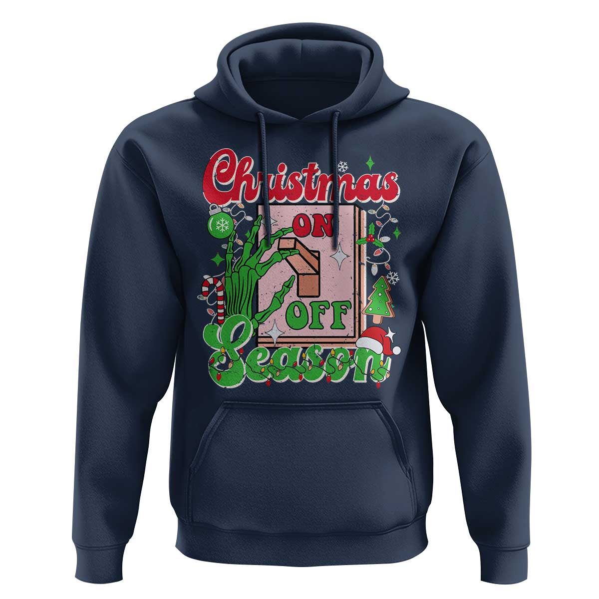 Funny Christmas Season Hoodie Switch Red And Green Skeleton Hand