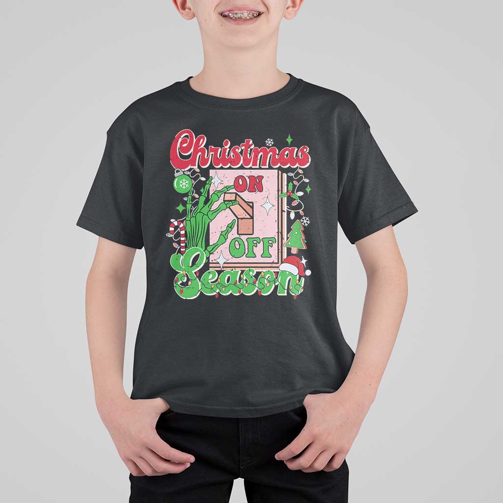 Funny Christmas Season T Shirt For Kid Switch Red And Green Skeleton Hand - Wonder Print Shop