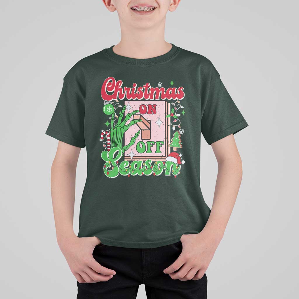 Funny Christmas Season T Shirt For Kid Switch Red And Green Skeleton Hand - Wonder Print Shop