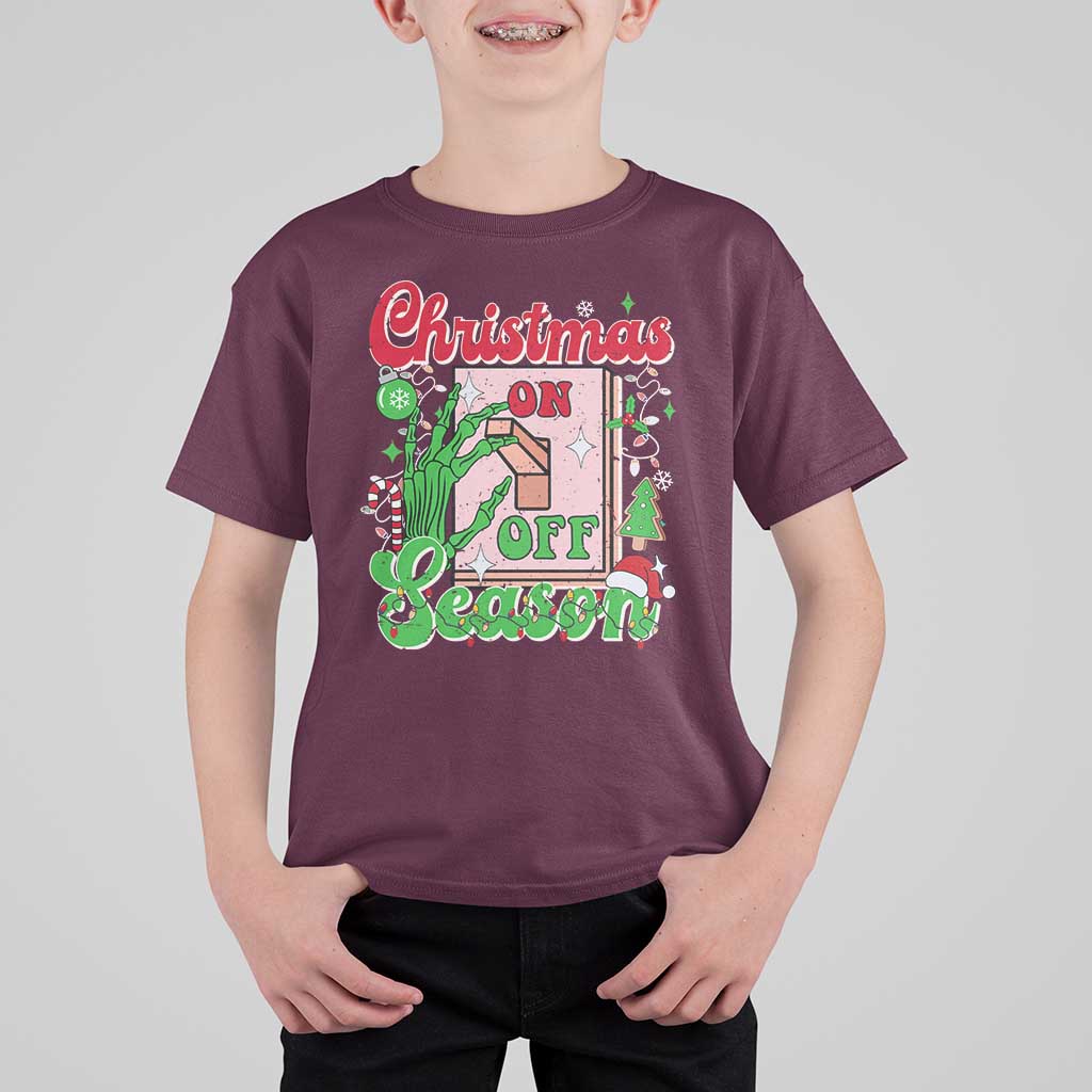 Funny Christmas Season T Shirt For Kid Switch Red And Green Skeleton Hand - Wonder Print Shop