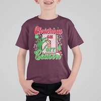Funny Christmas Season T Shirt For Kid Switch Red And Green Skeleton Hand - Wonder Print Shop