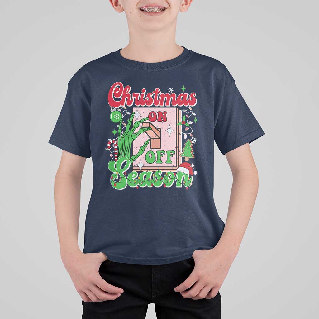 Funny Christmas Season T Shirt For Kid Switch Red And Green Skeleton Hand - Wonder Print Shop