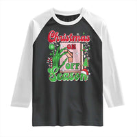 Funny Christmas Season Raglan Shirt Switch Red And Green Skeleton Hand - Wonder Print Shop