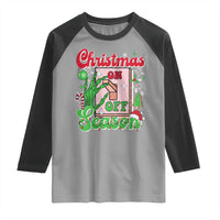 Funny Christmas Season Raglan Shirt Switch Red And Green Skeleton Hand - Wonder Print Shop