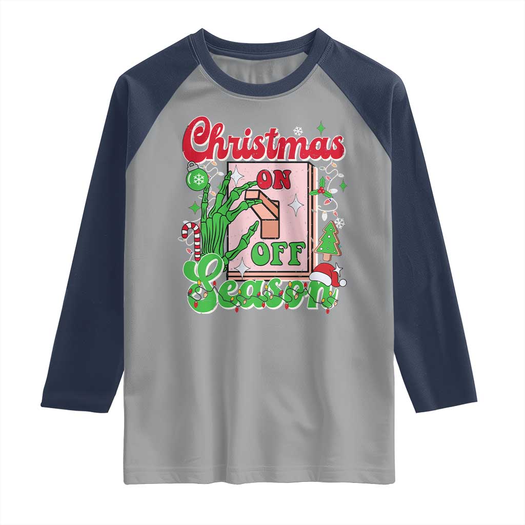 Funny Christmas Season Raglan Shirt Switch Red And Green Skeleton Hand - Wonder Print Shop