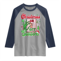 Funny Christmas Season Raglan Shirt Switch Red And Green Skeleton Hand - Wonder Print Shop