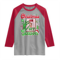 Funny Christmas Season Raglan Shirt Switch Red And Green Skeleton Hand - Wonder Print Shop