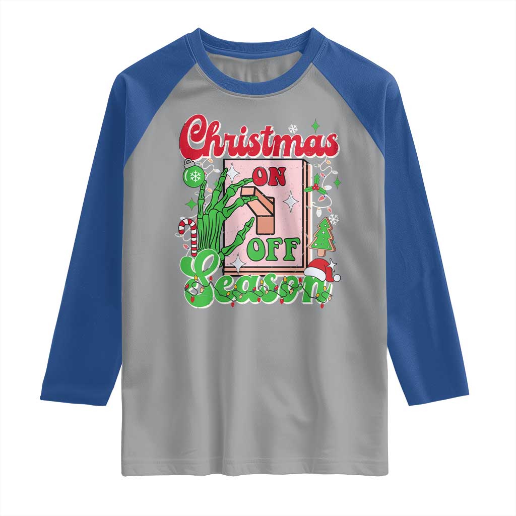 Funny Christmas Season Raglan Shirt Switch Red And Green Skeleton Hand - Wonder Print Shop