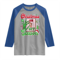 Funny Christmas Season Raglan Shirt Switch Red And Green Skeleton Hand - Wonder Print Shop