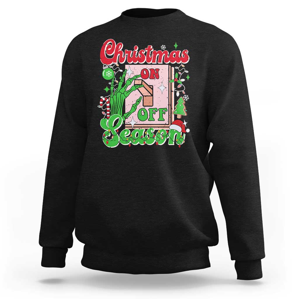 Funny Christmas Season Sweatshirt Switch Red And Green Skeleton Hand - Wonder Print Shop