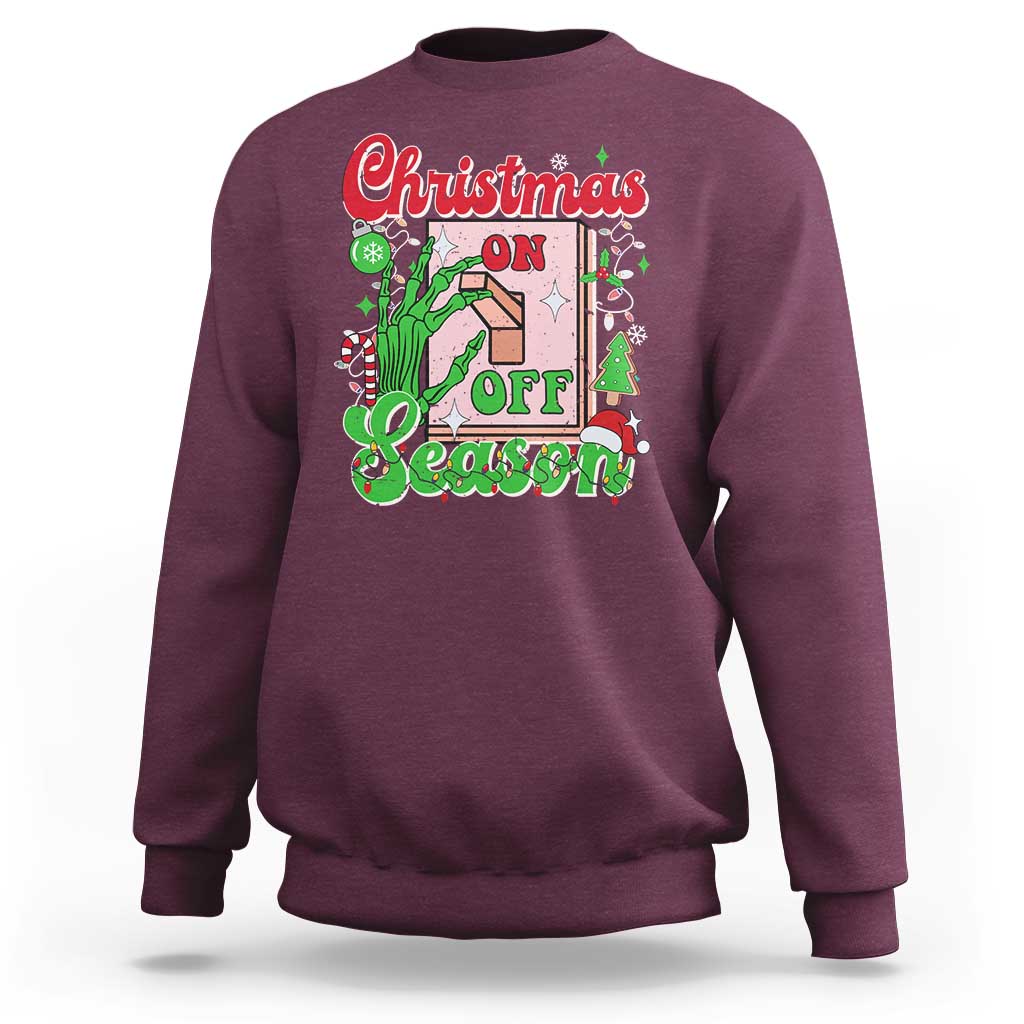 Funny Christmas Season Sweatshirt Switch Red And Green Skeleton Hand - Wonder Print Shop