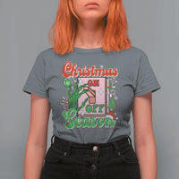 Funny Christmas Season T Shirt For Women Switch Red And Green Skeleton Hand - Wonder Print Shop