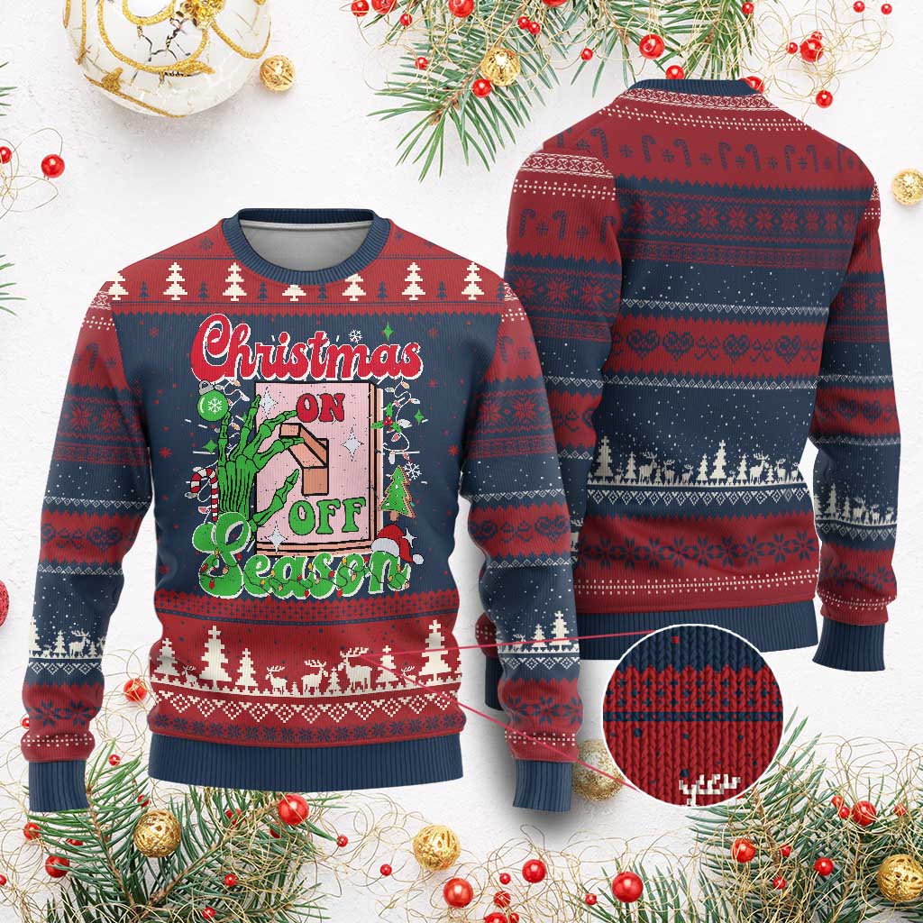 Funny Xmas Season Ugly Christmas Sweater Switch Red And Green Skeleton Hand - Wonder Print Shop