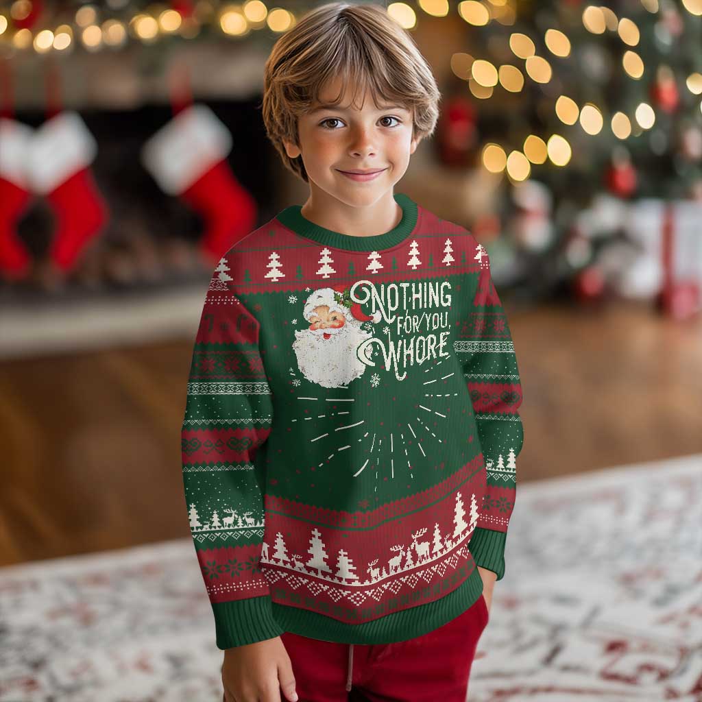 Funny Xmas Naughty Santa Ugly Christmas Sweater Nothing For You Whore - Wonder Print Shop