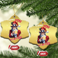 Funny Xmas Beer Christmas Ornament I Want You To Get Me A Beer Santa Uncle Sam - Wonder Print Shop