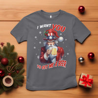 Funny Christmas Beer T Shirt I Want You To Get Me A Beer Santa Uncle Sam - Wonder Print Shop