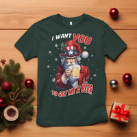 Funny Christmas Beer T Shirt I Want You To Get Me A Beer Santa Uncle Sam - Wonder Print Shop