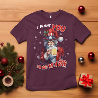 Funny Christmas Beer T Shirt I Want You To Get Me A Beer Santa Uncle Sam - Wonder Print Shop