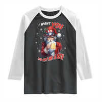 Funny Christmas Beer Raglan Shirt I Want You To Get Me A Beer Santa Uncle Sam - Wonder Print Shop