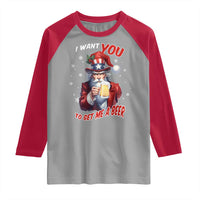 Funny Christmas Beer Raglan Shirt I Want You To Get Me A Beer Santa Uncle Sam - Wonder Print Shop