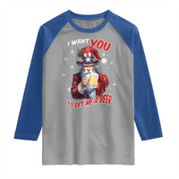 Funny Christmas Beer Raglan Shirt I Want You To Get Me A Beer Santa Uncle Sam - Wonder Print Shop