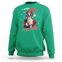 Funny Christmas Beer Sweatshirt I Want You To Get Me A Beer Santa Uncle Sam - Wonder Print Shop