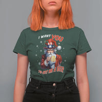 Funny Christmas Beer T Shirt For Women I Want You To Get Me A Beer Santa Uncle Sam - Wonder Print Shop