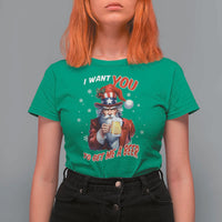Funny Christmas Beer T Shirt For Women I Want You To Get Me A Beer Santa Uncle Sam - Wonder Print Shop