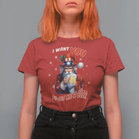 Funny Christmas Beer T Shirt For Women I Want You To Get Me A Beer Santa Uncle Sam - Wonder Print Shop