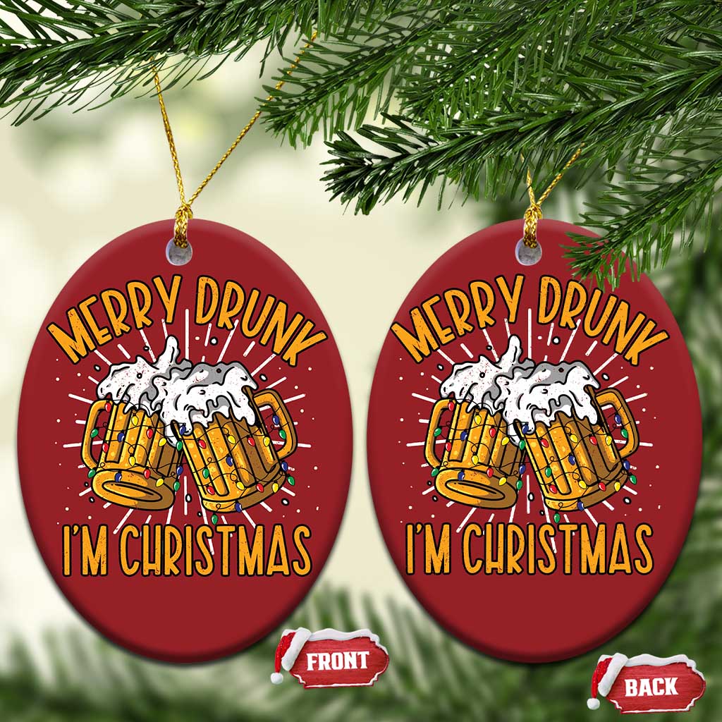 Funny Merry Drunk I'm Xmas Christmas Ornament Vintage Beer Mugs Xmas - Wonder Print Shop