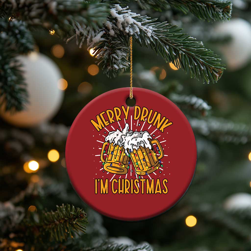 Funny Merry Drunk I'm Xmas Christmas Ornament Vintage Beer Mugs Xmas - Wonder Print Shop