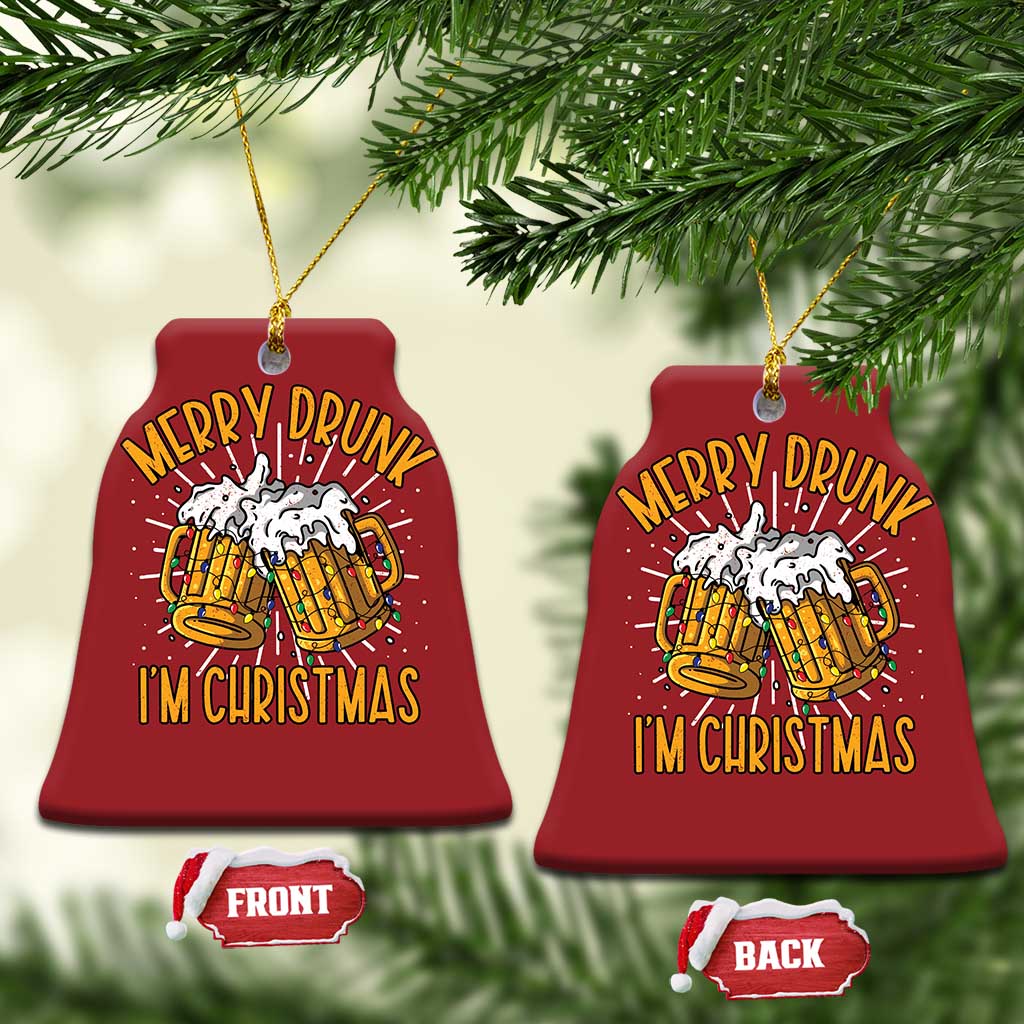 Funny Merry Drunk I'm Xmas Christmas Ornament Vintage Beer Mugs Xmas - Wonder Print Shop
