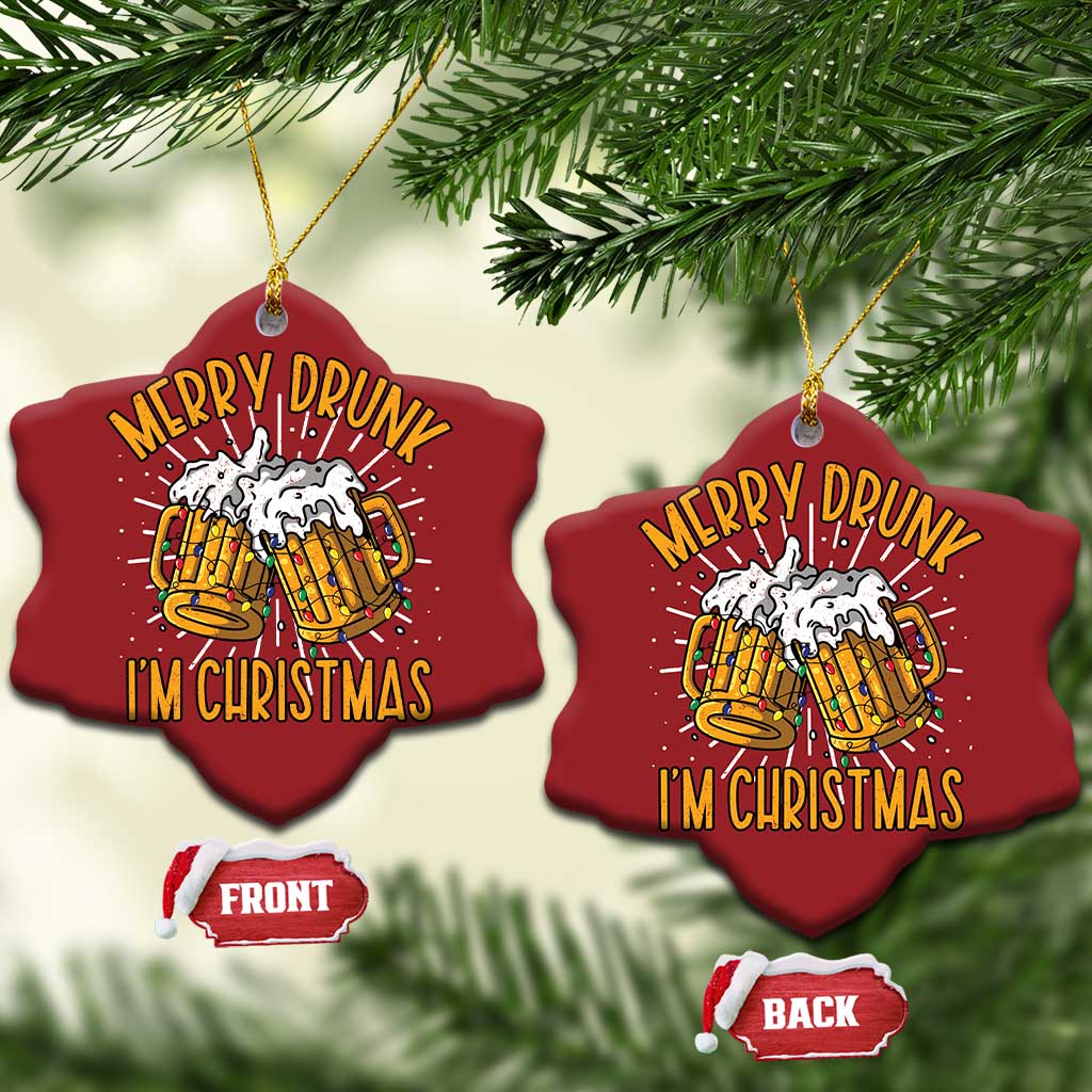 Funny Merry Drunk I'm Xmas Christmas Ornament Vintage Beer Mugs Xmas - Wonder Print Shop