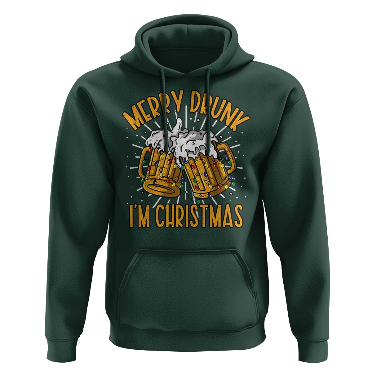 Funny Merry Drunk I'm Christmas Hoodie Vintage Beer Mugs Xmas