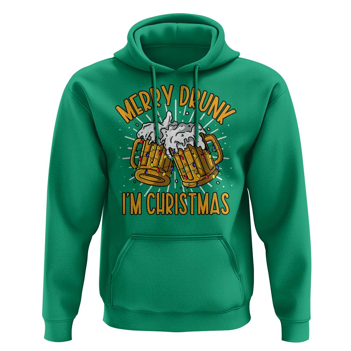 Funny Merry Drunk I'm Christmas Hoodie Vintage Beer Mugs Xmas