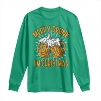 Funny Merry Drunk I'm Christmas Long Sleeve Shirt Vintage Beer Mugs Xmas