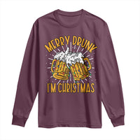 Funny Merry Drunk I'm Christmas Long Sleeve Shirt Vintage Beer Mugs Xmas