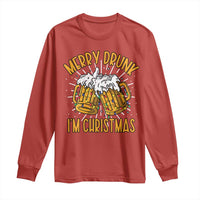 Funny Merry Drunk I'm Christmas Long Sleeve Shirt Vintage Beer Mugs Xmas