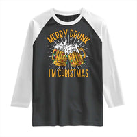 Funny Merry Drunk I'm Christmas Raglan Shirt Vintage Beer Mugs Xmas - Wonder Print Shop