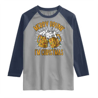 Funny Merry Drunk I'm Christmas Raglan Shirt Vintage Beer Mugs Xmas - Wonder Print Shop