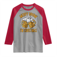 Funny Merry Drunk I'm Christmas Raglan Shirt Vintage Beer Mugs Xmas - Wonder Print Shop