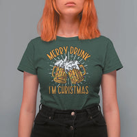 Funny Merry Drunk I'm Christmas T Shirt For Women Vintage Beer Mugs Xmas - Wonder Print Shop
