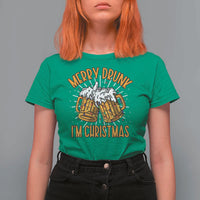 Funny Merry Drunk I'm Christmas T Shirt For Women Vintage Beer Mugs Xmas - Wonder Print Shop
