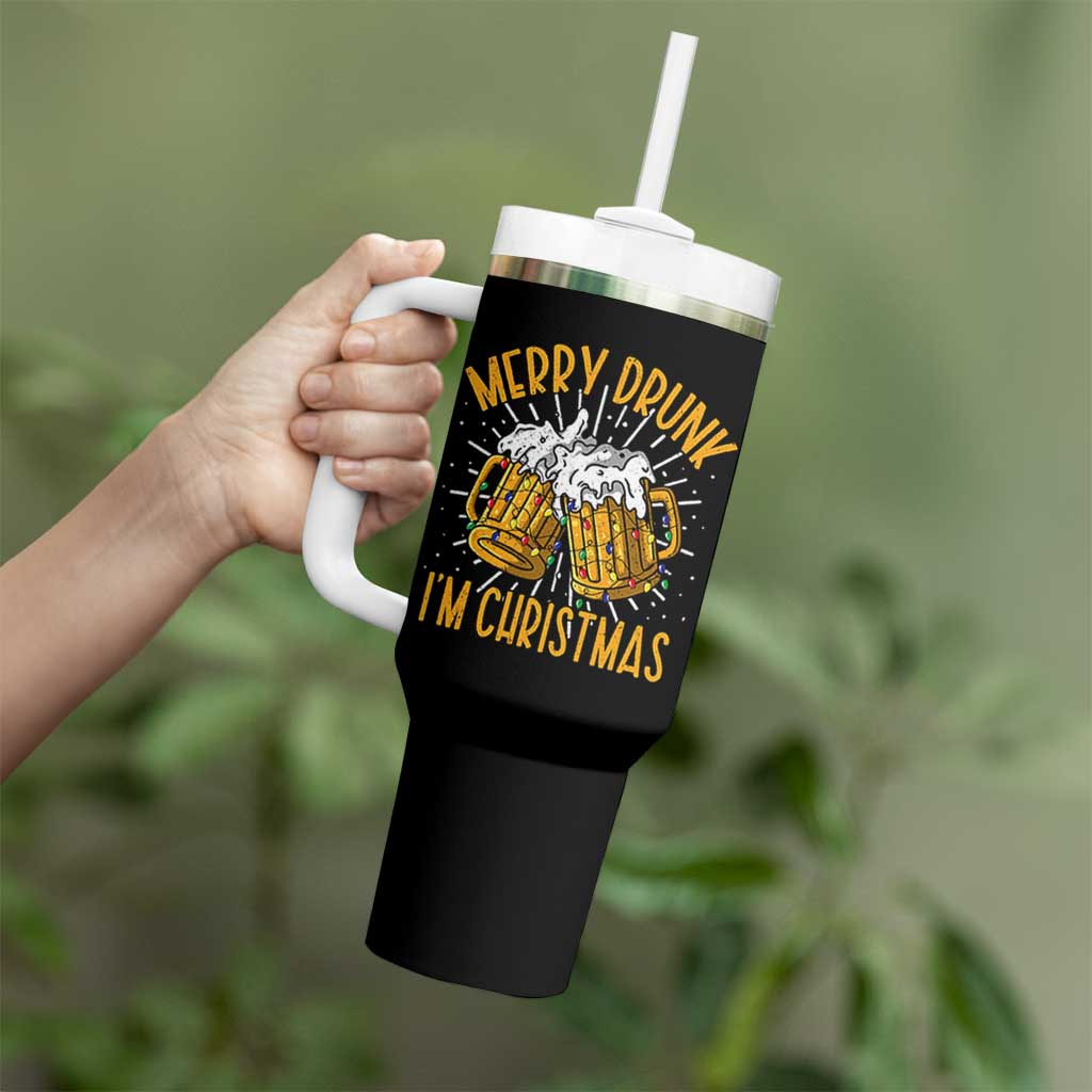 Funny Merry Drunk I'm Christmas Tumbler With Handle Vintage Beer Mugs Xmas - Wonder Print Shop