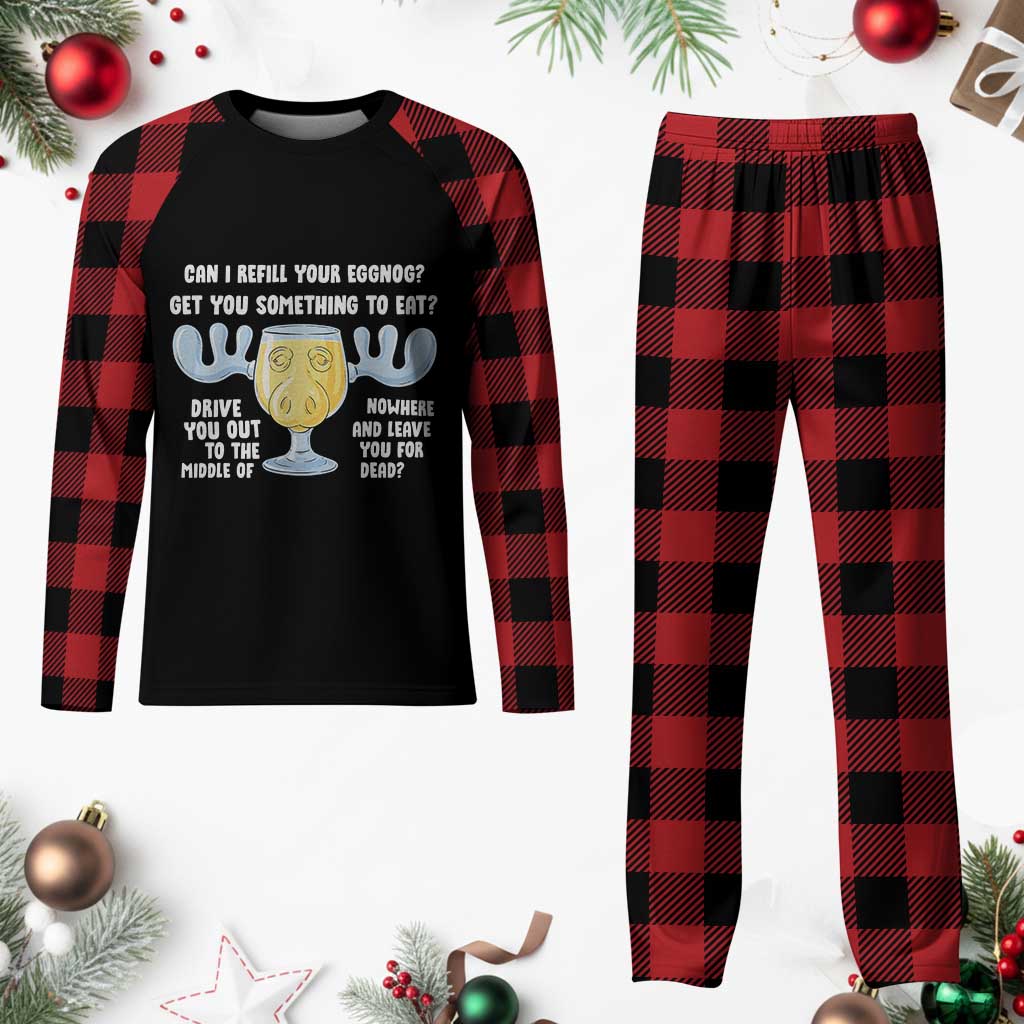 Funny Christmas Vacation Eggnog Plaid Pajama Set Can I Refill Your Eggnogs Get You Something To Eat Xmas Movie - Wonder Print Shop