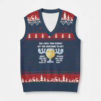 Funny Xmas Vacation Eggnog V-Neck Knit Sweater Vest Can I Refill Your Eggnogs Get You Something To Eat Xmas Movie - Wonder Print Shop